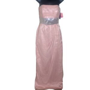 Dessy collection Vivian diamond size 6 rose pink strapless floor length dress